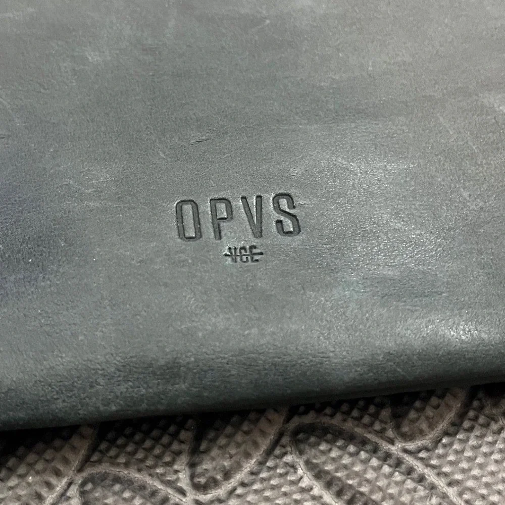 OPVS Clutch Bag Unisex OS Gray Blue Leather Distressed Minimalist Wristlet Pouch